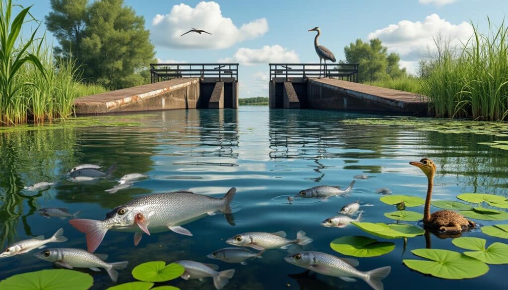 découvrez comment la gestion humaine des écluses influence la faune aquatique des marais, essentiel pour préserver cet écosystème fragile.