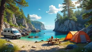 découvrez notre camping en bord de mer avec un accès direct aux criques rocheuses, parfait pour des vacances nature et détente au plus près de la mer.