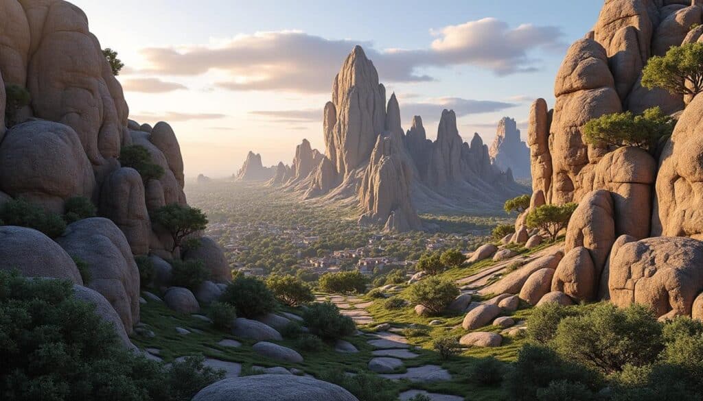 découvrez le quartier du derwin, célèbre pour son point de vue unique sur les impressionnants rochers sculptés, un lieu incontournable pour les amateurs de paysages naturels et d'art de la nature.