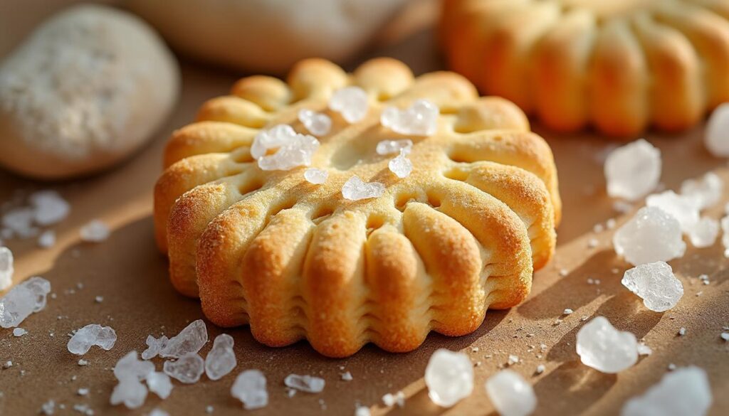 découvrez le sablé breton pur beurre, enrichi de cristaux de sel des marais pour un équilibre parfait entre douceur et saveur salée.