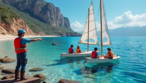 l'école de voile propose des cours pour initier les jeunes aux courants marins de la côte, alliant apprentissage pratique et découverte de l'environnement maritime.