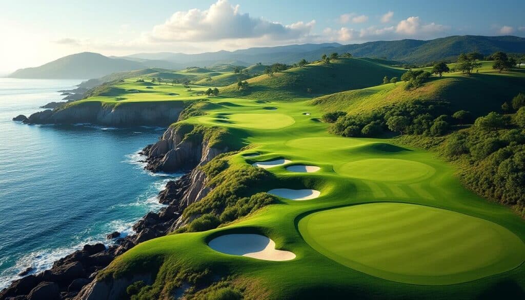 découvrez le parcours de golf de la presqu'île, où des fairways uniques vous invitent à jouer entre terre et mer pour une expérience sportive et naturelle inoubliable.