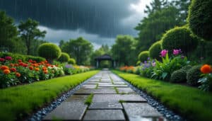 découvrez comment le béton drainant protège efficacement vos allées de jardin contre les inondations durant les orages en facilitant l'écoulement de l'eau.