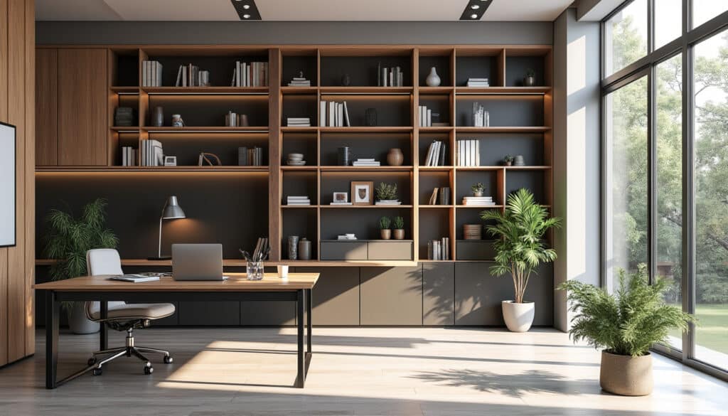 découvrez comment une bibliothèque sur mesure peut optimiser l'espace de votre bureau calme, alliant fonctionnalité et esthétique pour un environnement de travail harmonieux.