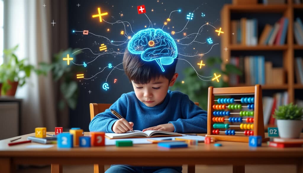 le calcul mental améliore les fonctions exécutives du cerveau chez l'enfant, favorisant concentration, mémoire et résolution de problèmes.