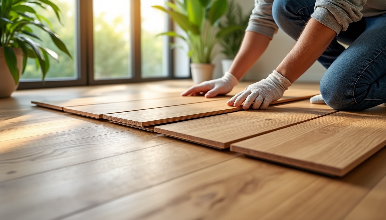 découvrez le parquet flottant qui s'installe facilement sans colle chimique, garantissant un air intérieur sain et un habitat écologique.