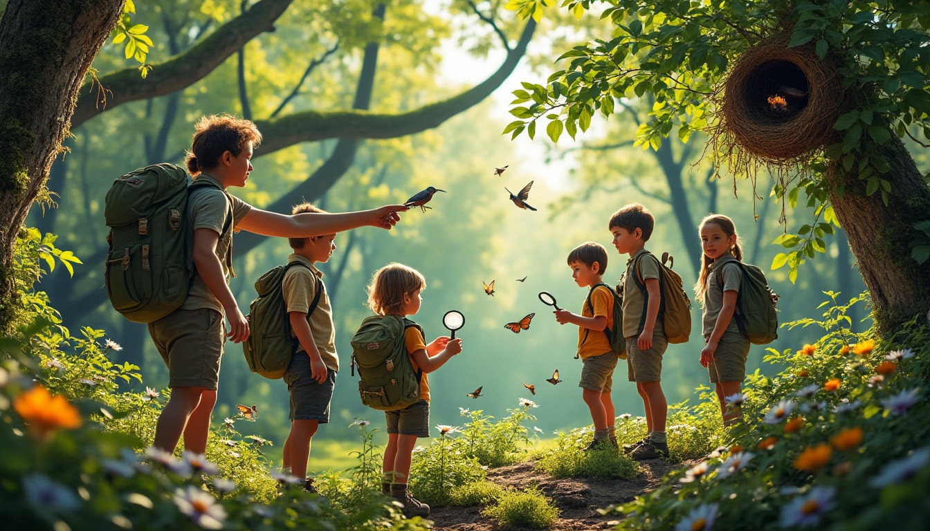 une classe de découverte qui plonge les enfants au cœur de la nature sauvage pour éveiller leur curiosité et les sensibiliser à la biodiversité et à l'environnement.