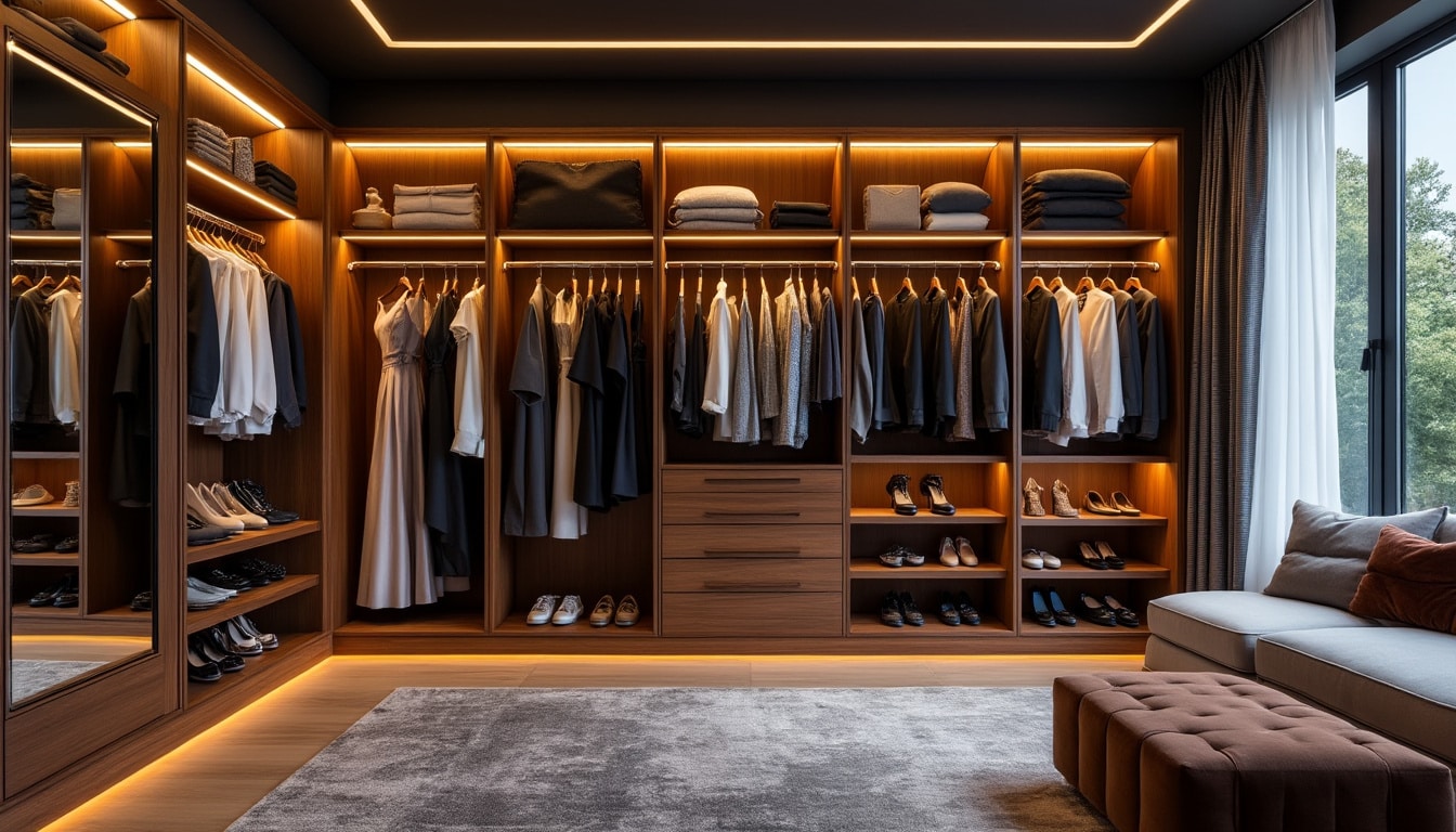 découvrez comment un dressing éclairé met en valeur vos collections de vêtements personnels en alliant fonctionnalité et esthétique pour un espace organisé et lumineux.