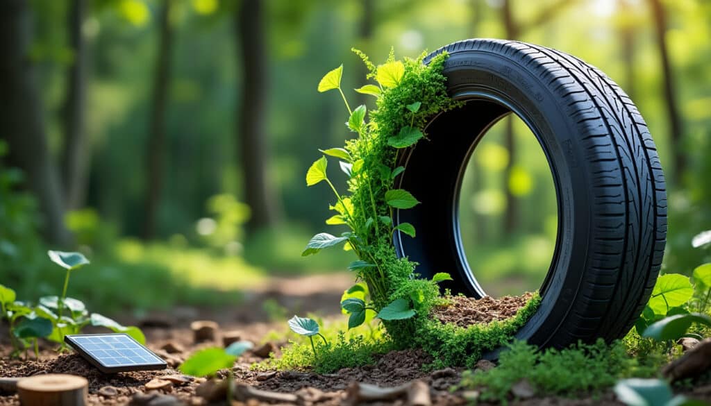 découvrez le pneu recyclé, fabriqué avec des composants provenant de l'économie verte locale, alliant durabilité et respect de l'environnement.
