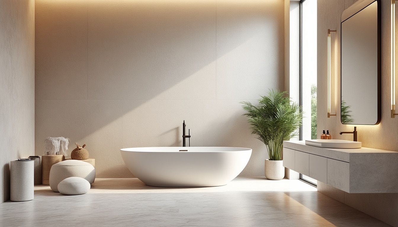le stuc offre une finition élégante et luxueuse aux murs de votre salle de bain, transformant votre maison avec style et sophistication.
